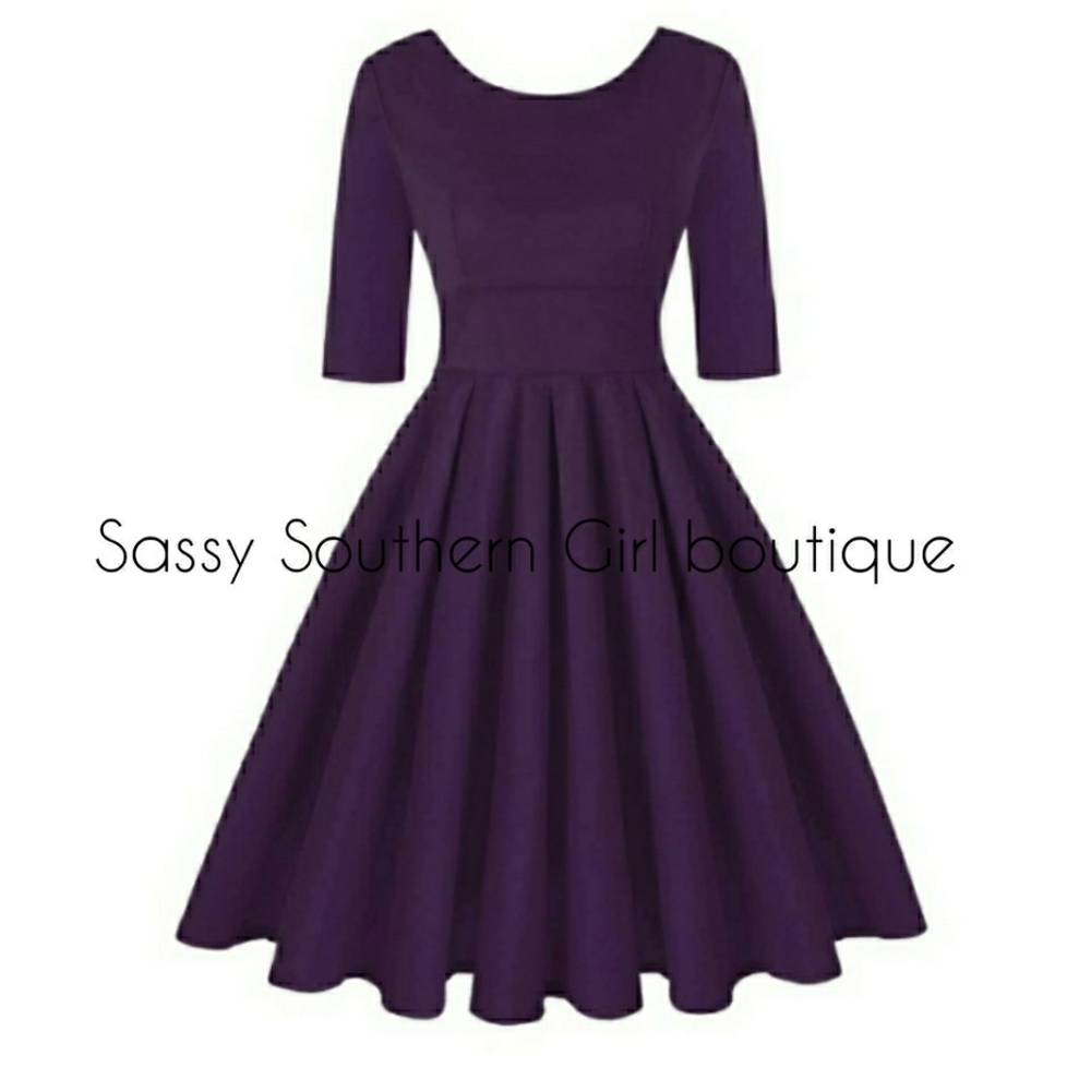 🆕⭐ Purple retro quarter sleeve dress⭐